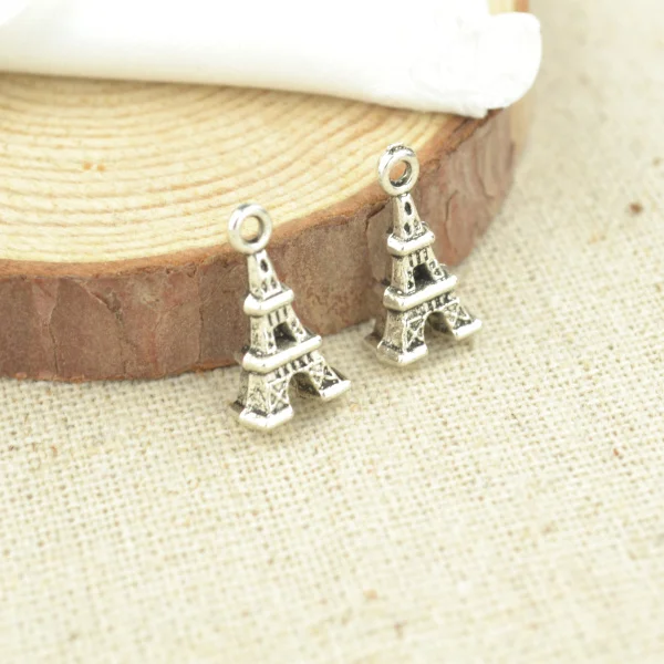 25 pcs 15*8 mm Antique Tibetan Silver Charms Bracelet Necklace Pendant New Fashion Alloy charm  The Eiffel Tower E16