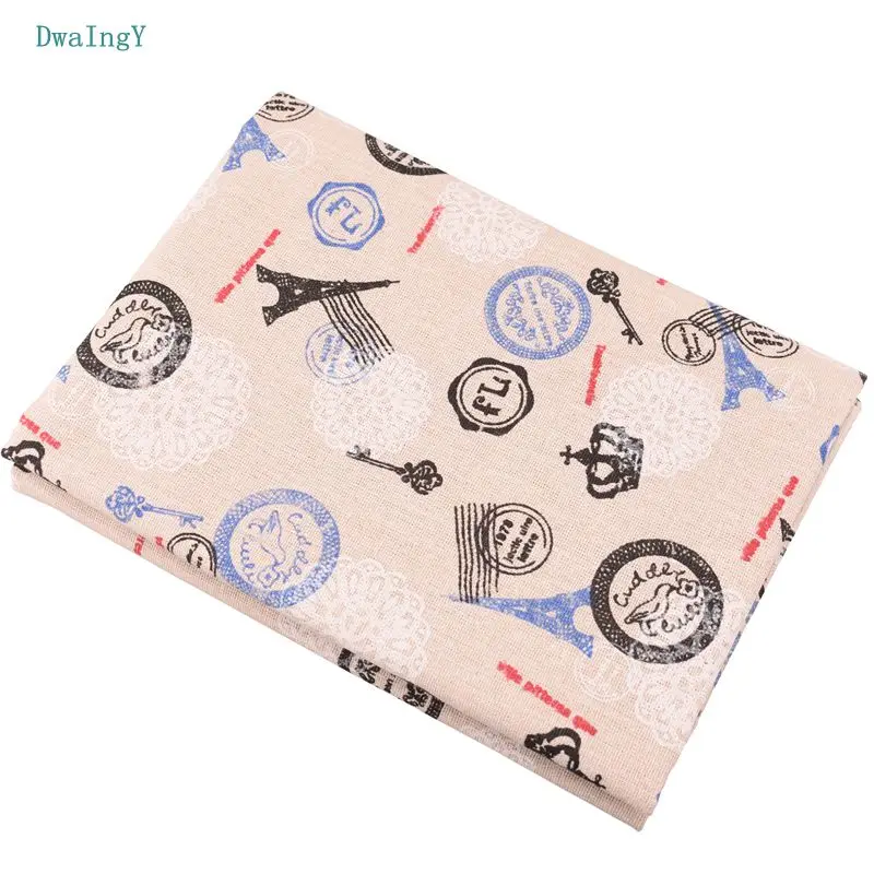 DwaIngY 5 design Printed Cotton Linen Fabric For DIY Sewing Quiltin Sofa Table ,Cloth  Furniture Cover Tissue Cushion  Material
