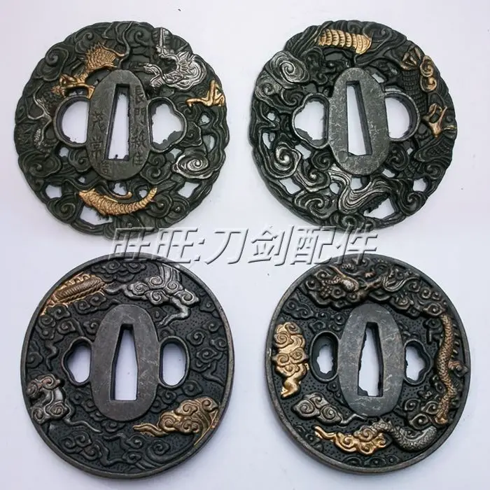 Excellent solid Alloy Tsuba Dragon JAPAN SAMURAI SWORD KATANA