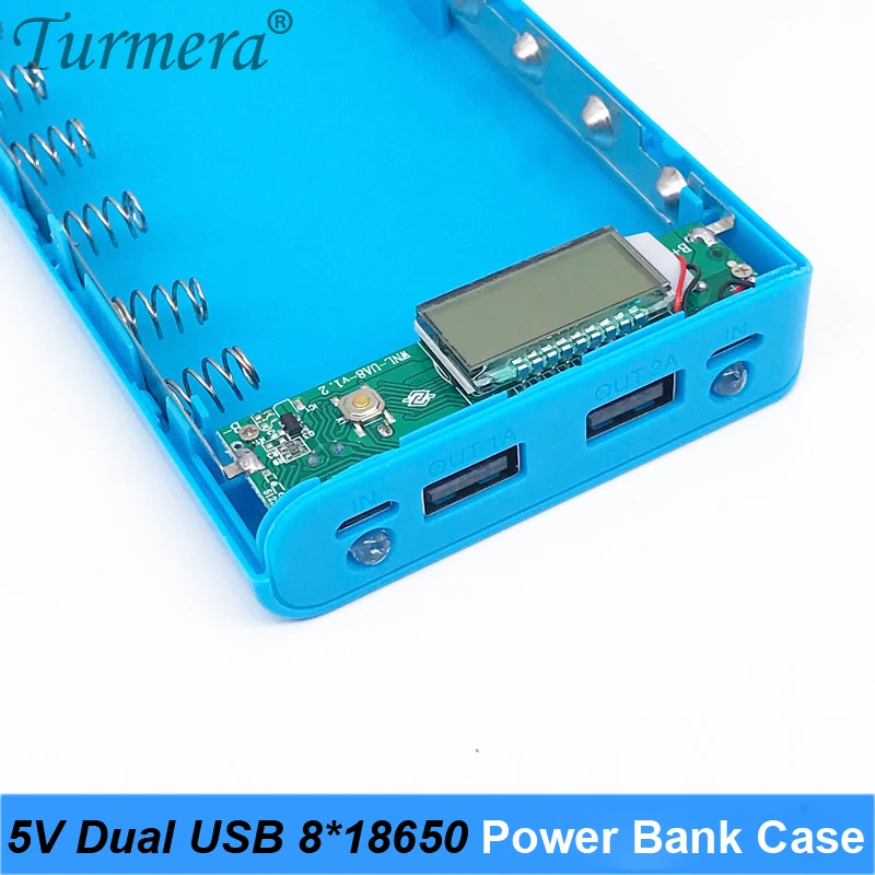 5V Dual USB 8*18650 Power Bank แบตเตอรี่กล่องชาร์จโทรศัพท์มือถือ DIY กรณีเชลล์แนะนํา NCR18650B HG2 18650 แบตเตอรี่ DIY