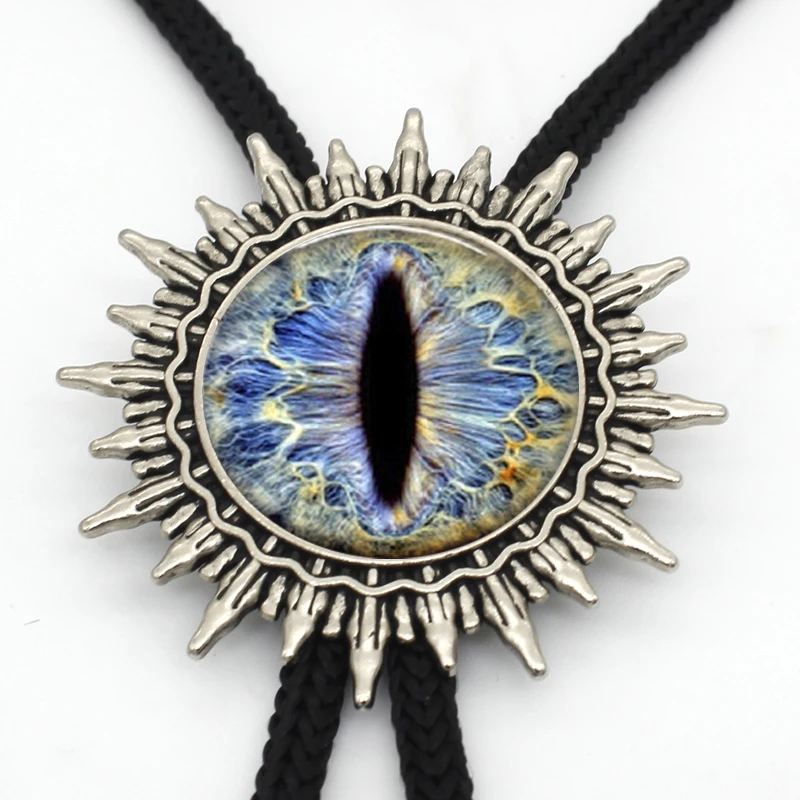 BOLO-0019 New Arrival Dragon Eye Cowboy Bolo Tie Handmade Glass Dome Sauron Eye Jewelry Glass Cabochon Neck Tie