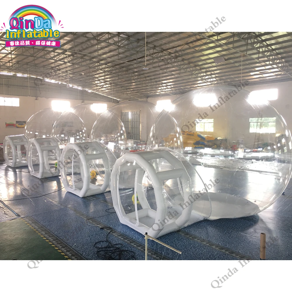 4m Diameter+2m Entrance Inflatable Lawn Dome Camping Tents Outdoor Single Tunnel Inflatable Bubble Tent