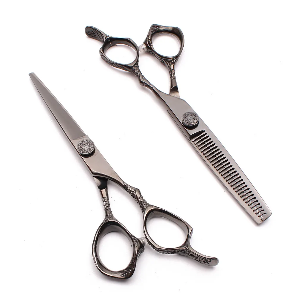 

9001# 5.5" JP 440C Customized Logo Black Professional Hairdressing Scissors Cutting Shears Thinning Scissors Salon Hair Scissors