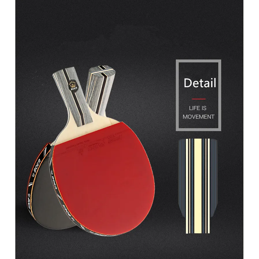 1x Table Tennis Racket Double Face Pimples-in Rubber Table Tennis Bat Ping Pong Paddle Bat with Bag