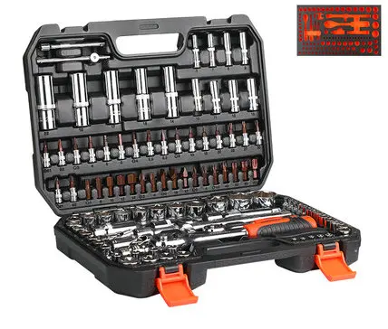 

108PCS 1/2"3/8"1/4"Portable Multi-function Hardware Tool Set Ratchet Quick Socket Screwdriver Auto Repair Combination Toolbox