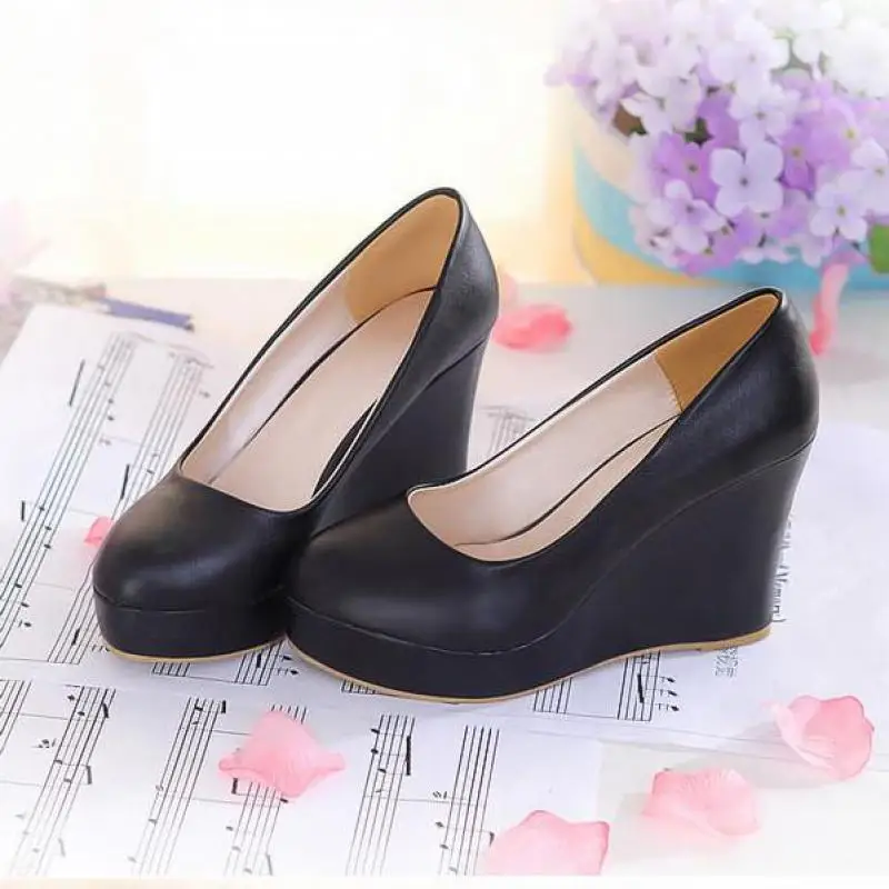 High Heel Women Wedges Shoes White Black Platform Shoes Women Wedges Casual Shoes