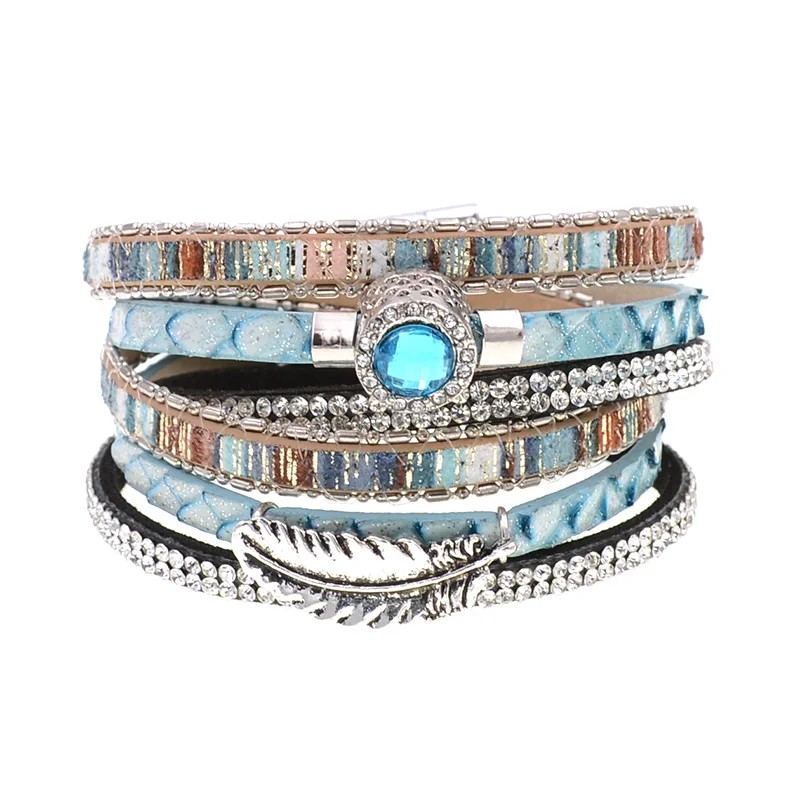 WELLMORE  leather bracelets wrap bracelets Bohemian bracelets&bangles for women Christmas gift jewelry wholesale