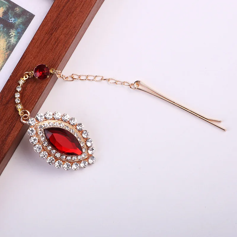 Forehead Hair Pins Ethnic Rhinestone Pendant Hairpin Decorations Indian Hair Jewelry Headpiece Hair Accessories for Women Girls