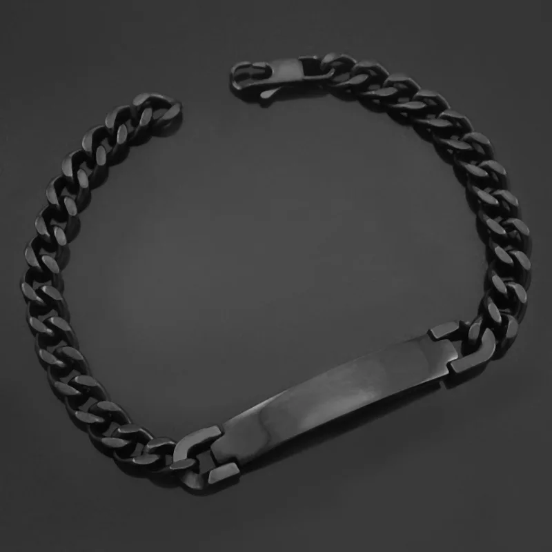 

CHIMDOU stainless steel customized id bracelet for women punk black color 7mm lady jewelry blank new for men accessories