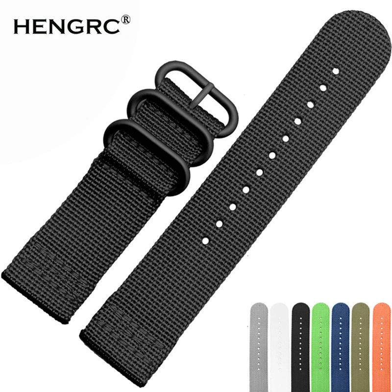 Hohe Qualität 6 Farben Armband 18mm 20mm 22mm 24mm Nylon Wasserdichte Uhr Band Strap Sport Armband edelstahl Schnalle