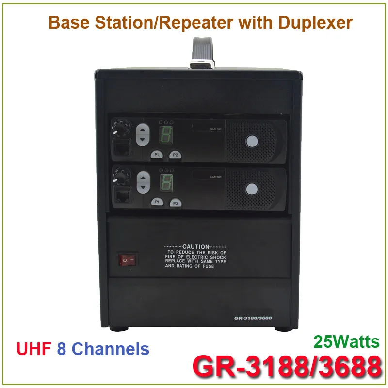 Brand New GR-3188/3688 Two-way Radio Base Station/ Repeater UHF 403-470MHz 25Watts 8 Channels with Duplexer(for motorola)