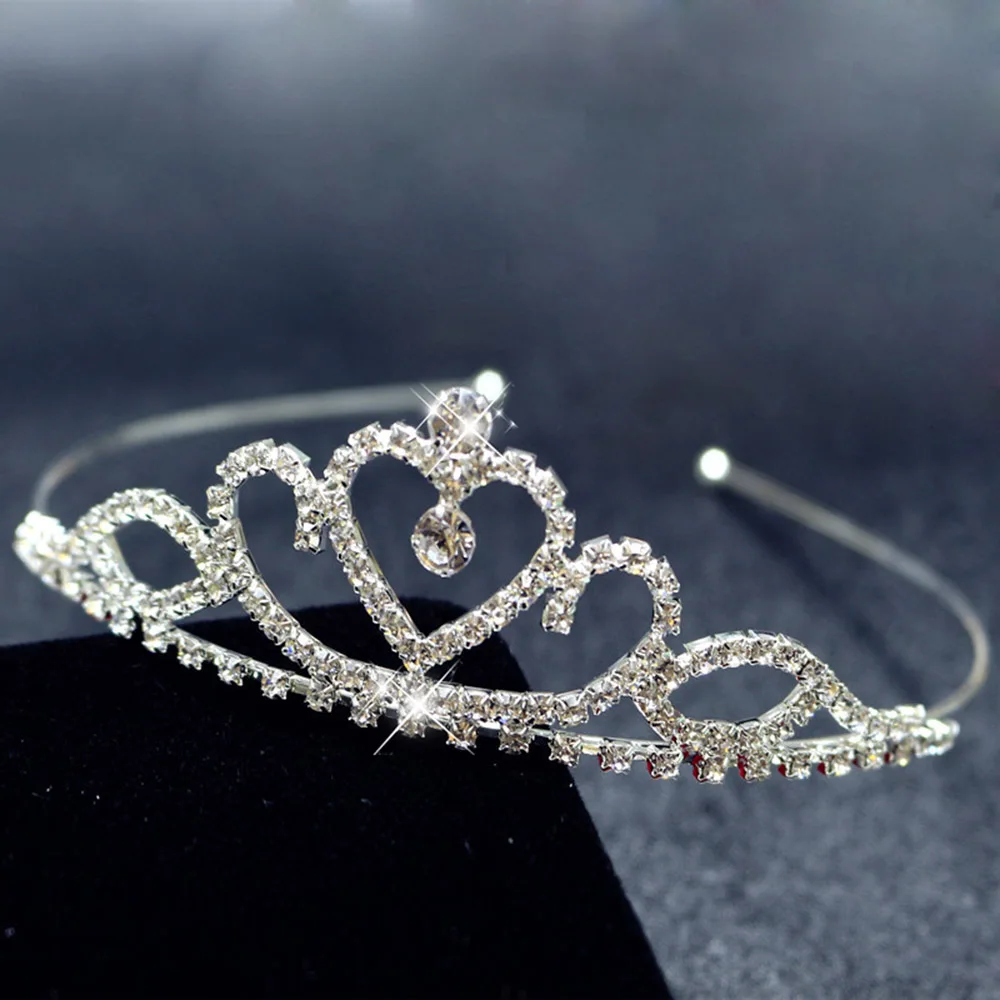 Cute Princess Tiaras and Crowns Crystal Headband For Girls Kid Bridal Prom Crown Wedding Party Accessiories Fashion Hair Jewelry