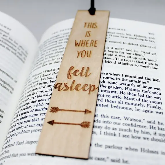 Reading Gift, Gift for Book Lover, Funny Bookmark, Wooden Bookmark - This is Where You Fell Asleep Bookmark