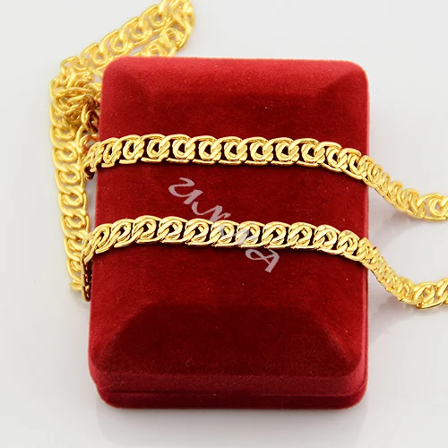 Hot Men Woman 7mm Jewelry Sets Yellow Gold Color Snail Necklaces Bracelets Chains