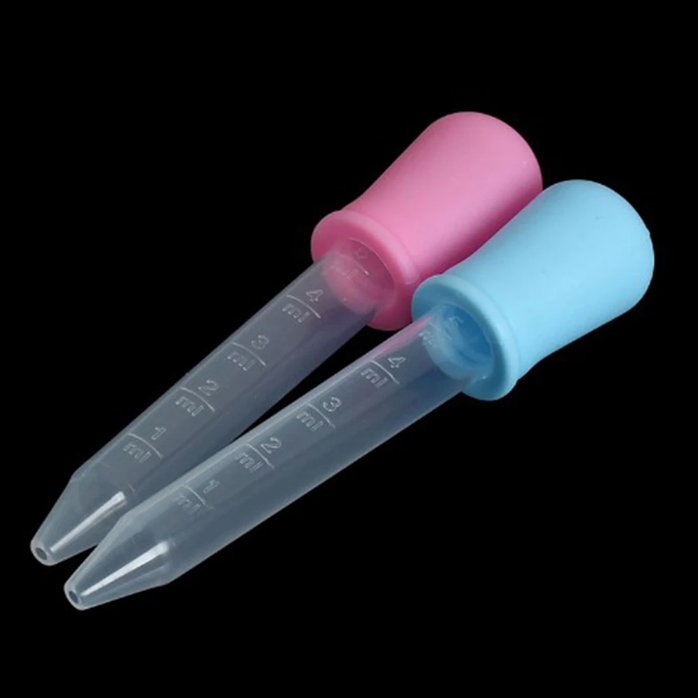 5 pièces de liquide d'alimentation en plastique 5ml, petit œil en Silicone, oreille graduée Pipette compte-gouttes fournitures scolaires de laboratoire à domicile