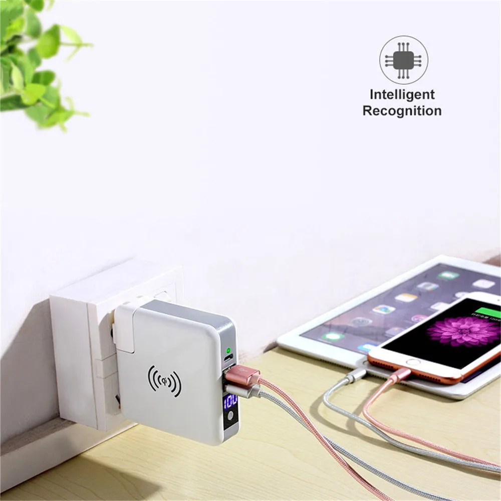 6700mAh Wireless Charging Power Bank For iPhone Xiaomi Protable Travel Phone Battery Charger External Dual USB Quick Charger