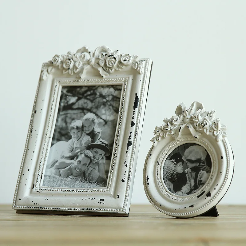 American rural white antique table 3 creative photo inch 6 inch old frame Home Furnishing decoration decoration