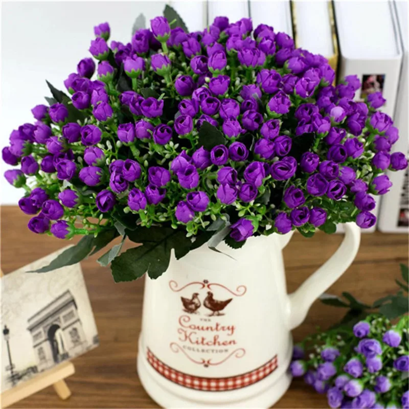 1 Bouquet  36 Head Small Bud Roses artificial Flowers Silk Rose Decorative Flowers Home Decorations for Wedding Valentine's Day