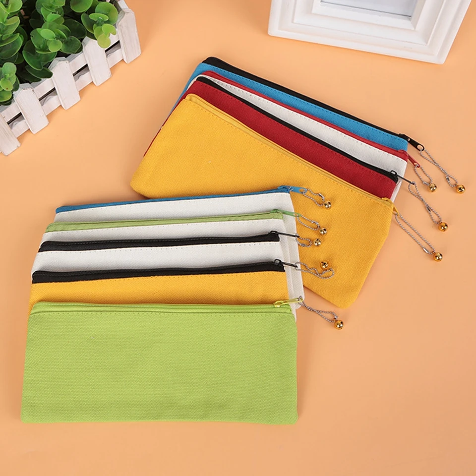 200pcs Pencil box Pen Pouches Cotton Cosmetic Bags Pen Case Makeup Bags Canvas Cloth Mobile Phone Bag Organizer