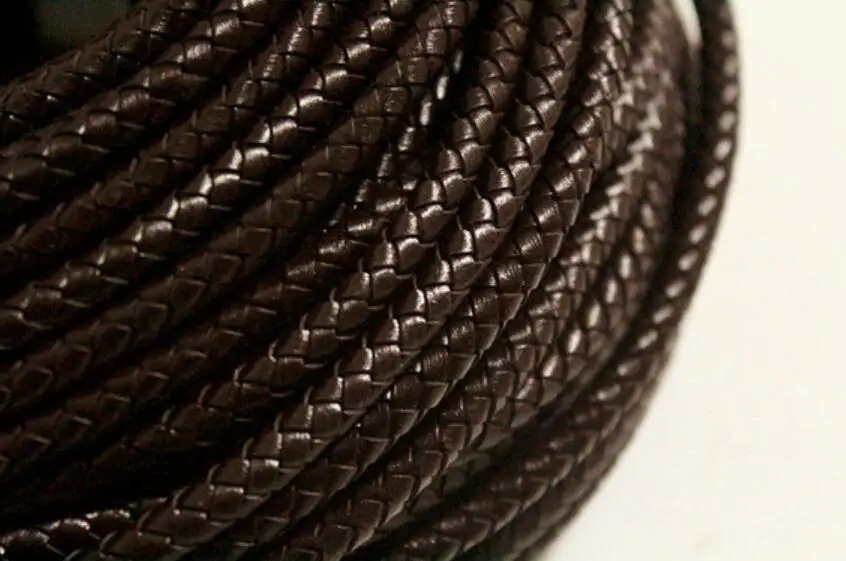 

Free DHL or EMS 100Meters 6mm Braided Dark Brown Leather Cord, 328feet Round Genuine Leather Cord ,Jewelry Leather String Cord