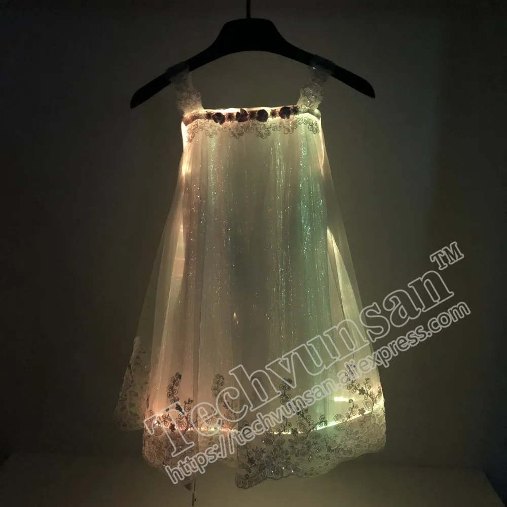 FREE shipping Colorful luminous dress Optical fiber luminous clothing Children's dress Customized Luminous Tuxedo Evening dress