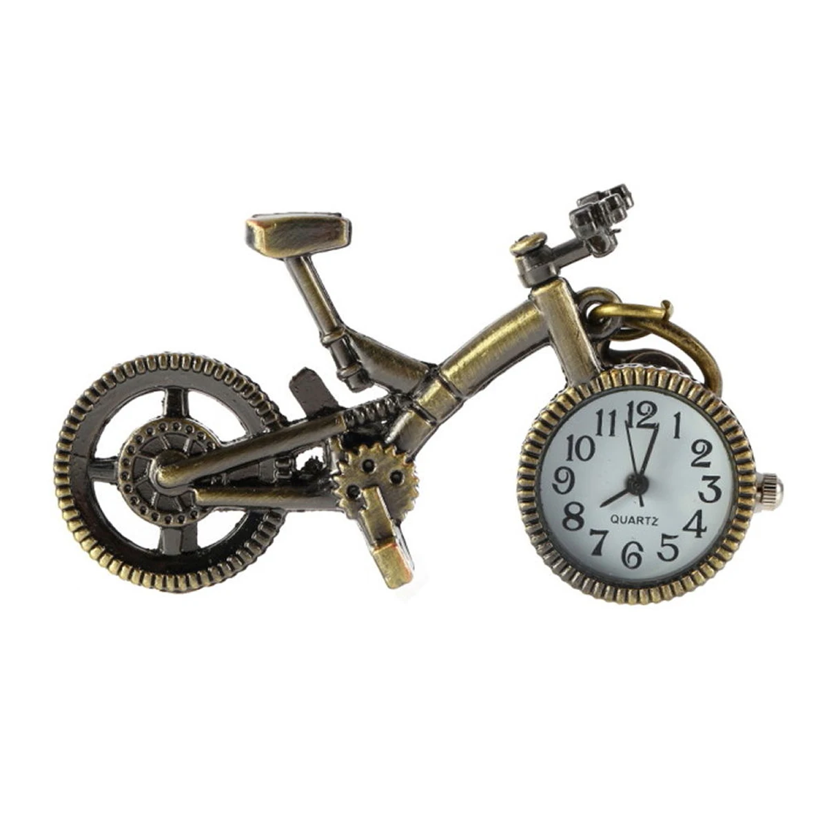 Reloj de bolsillo de cuarzo Unisex, accesorio con forma de bicicleta, Bronce Antiguo, regalo