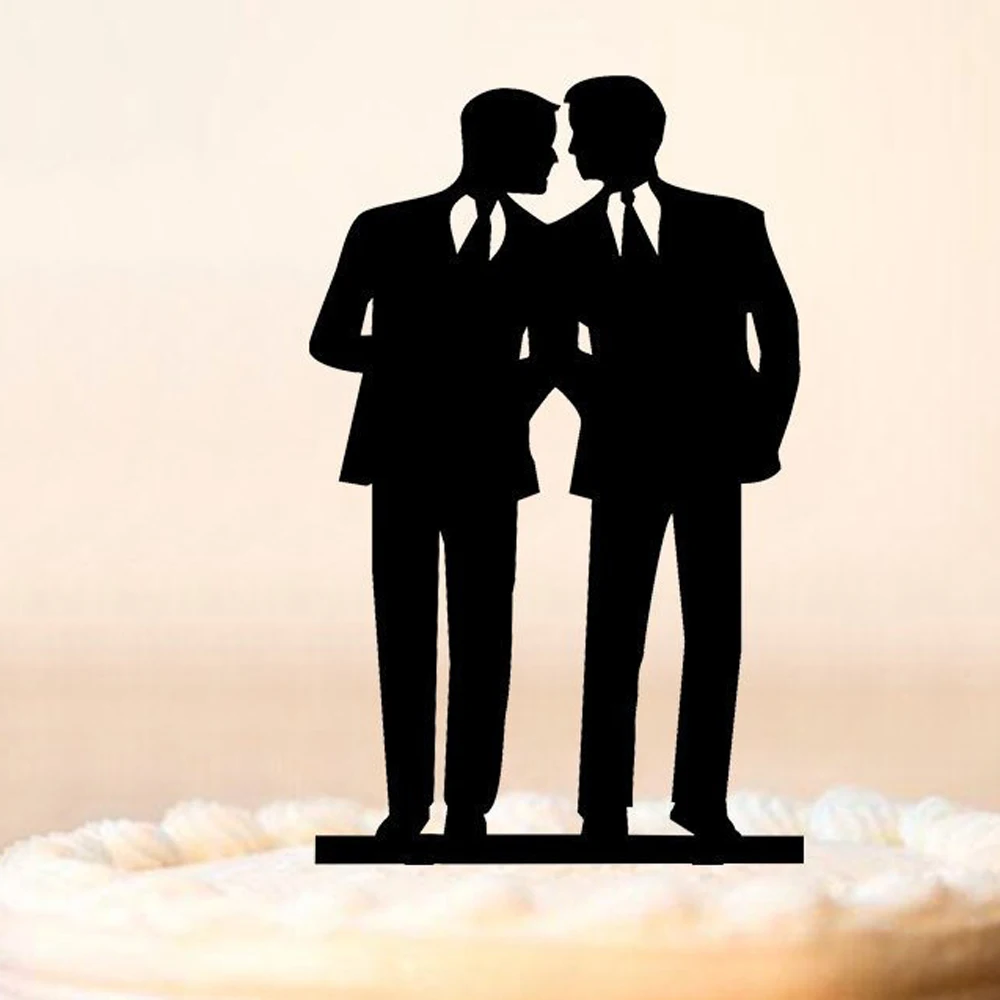 Same Sex Men and Mr Cake Topper,Mr and MR Silhouette Wedding Cake Topper, Wedding Decoration Supplies Cake Topper,as gift