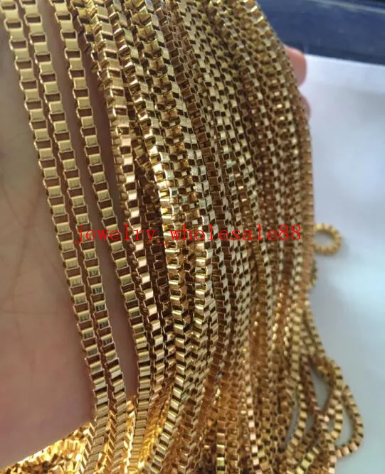 Lot 2.4mm wide 3meter/5meter in bulk Stainless steel Gold Box Link chain Jewelry findings Marking DIY Necklace wholesale women