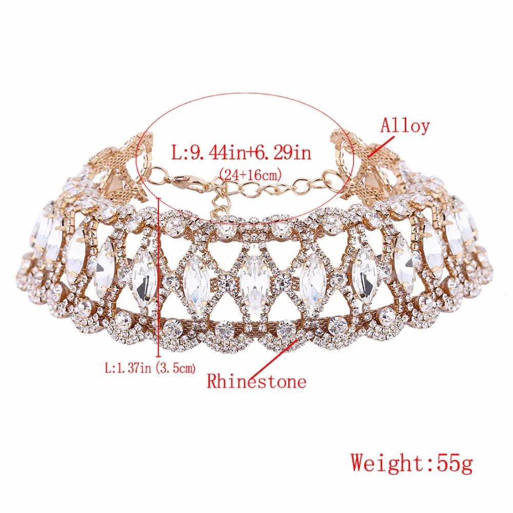 Rhinestone Choker Necklace 2023 Statement Necklaces For Women Big Fashion Necklace Collar Party Chunky Necklace Collier Bijoux