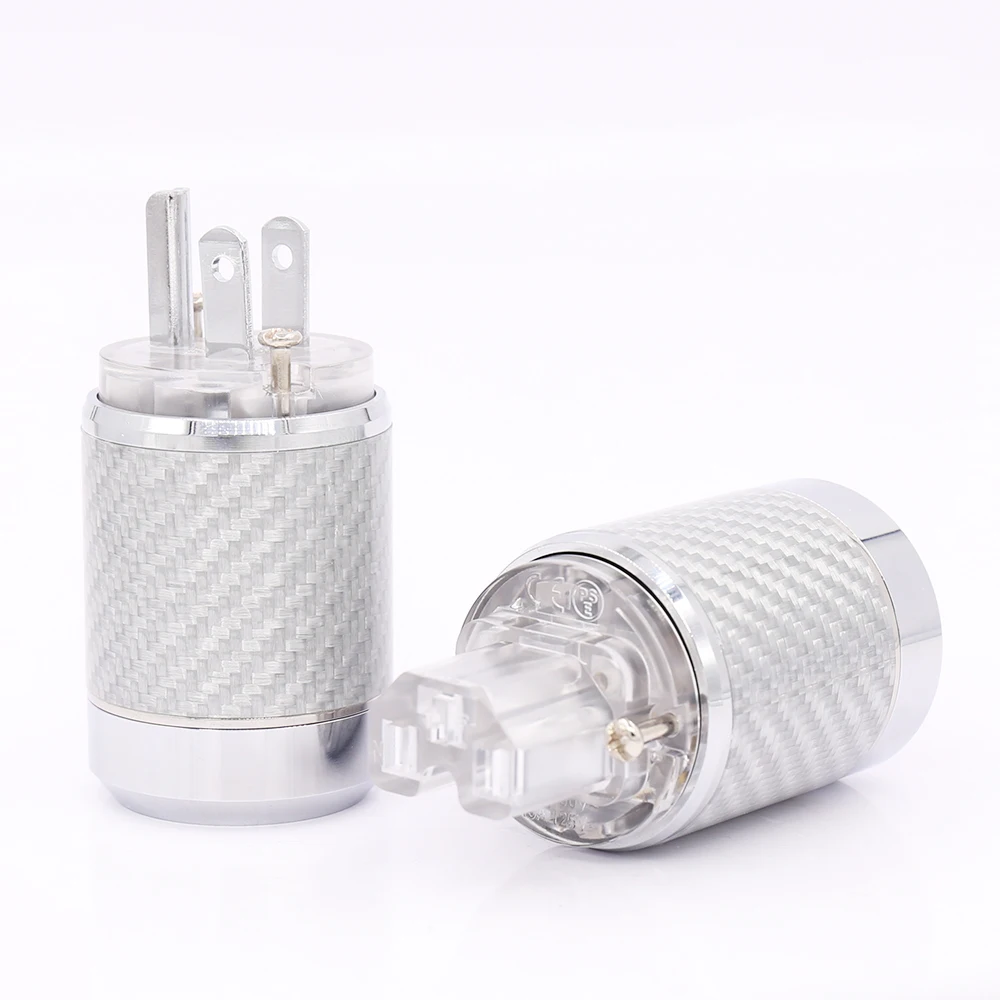 

Hi-end Carbon Fiber Rhodium Plated US Mains Power Plug IEC Plug for audio power cable 1 pair