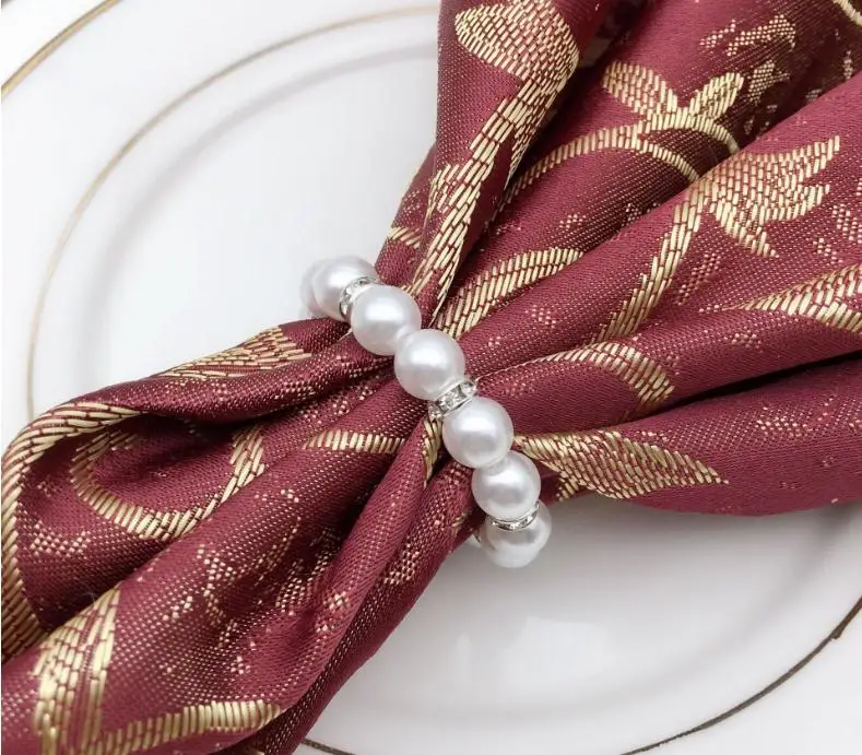 

White Pearls Napkin Rings Wedding Napkin Buckle For Wedding Reception Party Table Decorations Supplies SN692