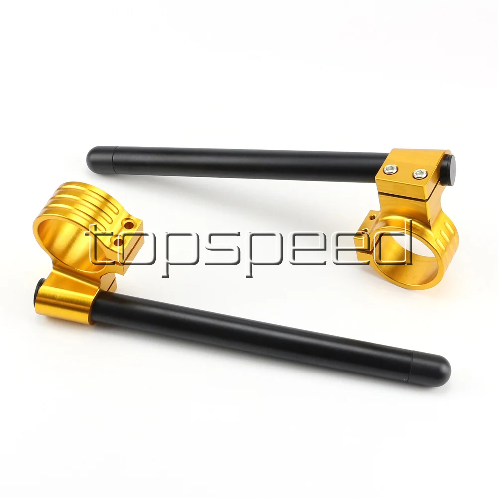 48MM Black/Gold Motorcycle CNC High Lift Adjustable Clip Ons On Handle Bar Handlebar