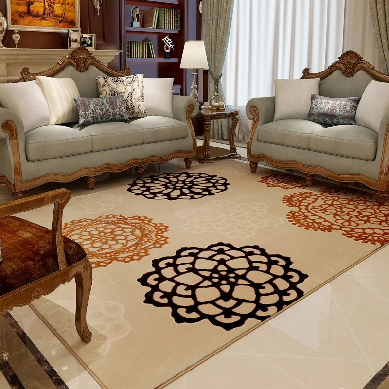 Chinese Style Carpet for Living Room and Bedroom, Roses Add Thick, Prevent Slippery Yoga Mat, Big Mat