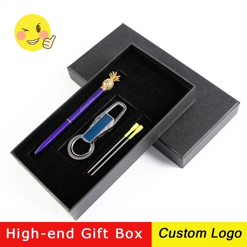 

1set New Free Custom LOGO Pineapple Ballpoint Pens Business Metal Pen Kawaii Gift Ballpoint Pen Student Stationery With Gift Box