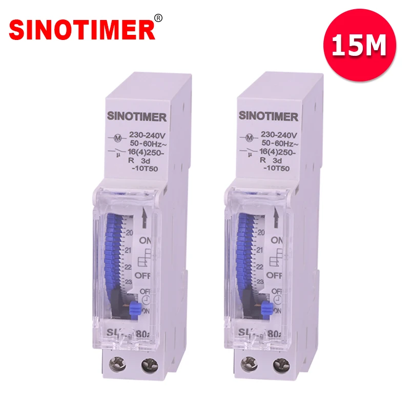 15mins 24hours Mechanical Time Switch DIN Rail Analogue Time Switch Timer for Staircase Time Controls