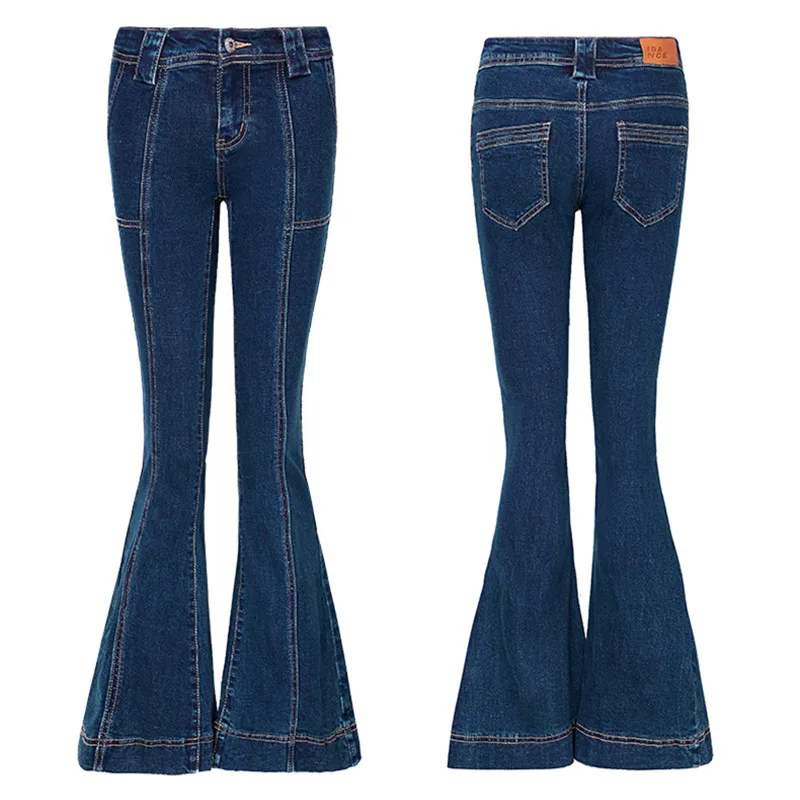 TIYIHAILEY Jeans en denim extensible bleu pour femme, pantalons longs, pantalons évasés, grande taille 25-30, automne, nouvelle mode, 2024