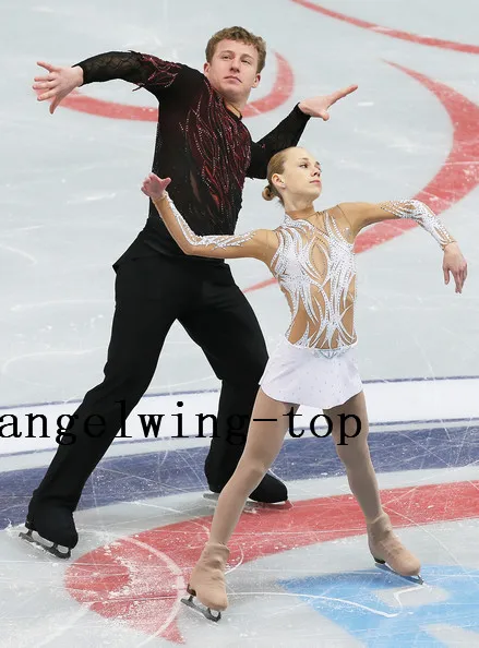 

White Figure Skating Clothing Women Competition Skating Clothing Girls Custom Ice Figure Skating Clothing Free Shipping B21