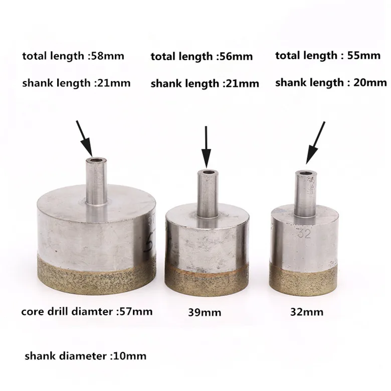 10mm shank Sintered  Diamond Core Drill Bit  for drilling stone ceramics glass