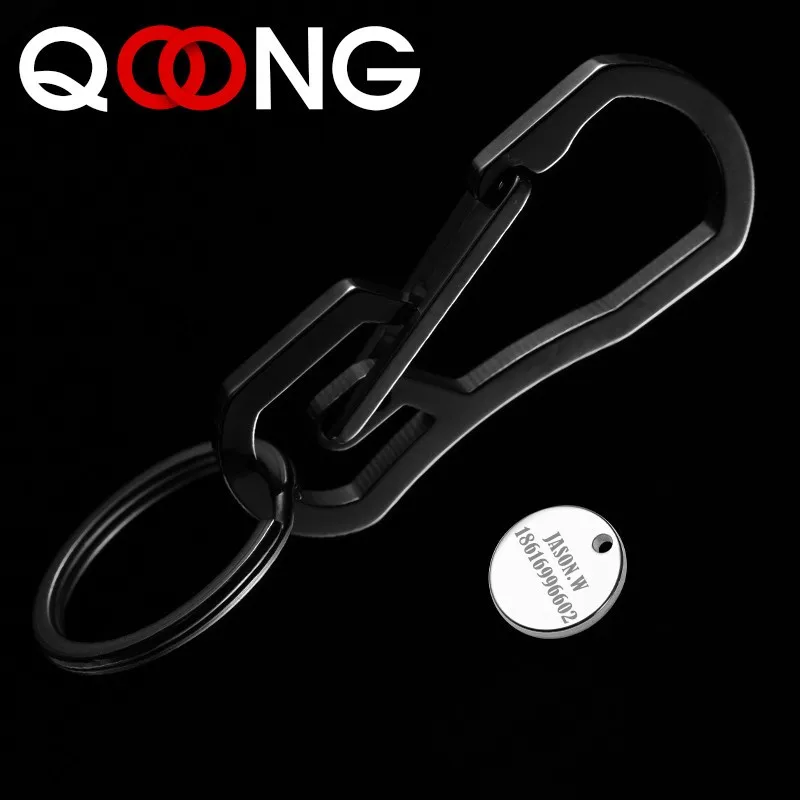 QOONG 2021 High Quality Craftsman Metal Key Ring Men's Stainless Steel Key Chain Holder Belt Buckles Chaveiro Car Keychain Y02