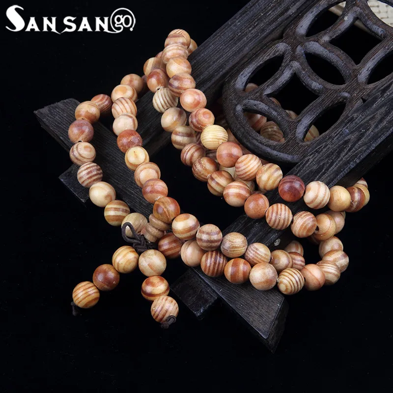 Religious Jewelry Sandalwood Buddhist Buddha 108 Prayer Bead Wooden Bracelet Woman Men Meditation Mala Bangle Jewelry 8mm Beads