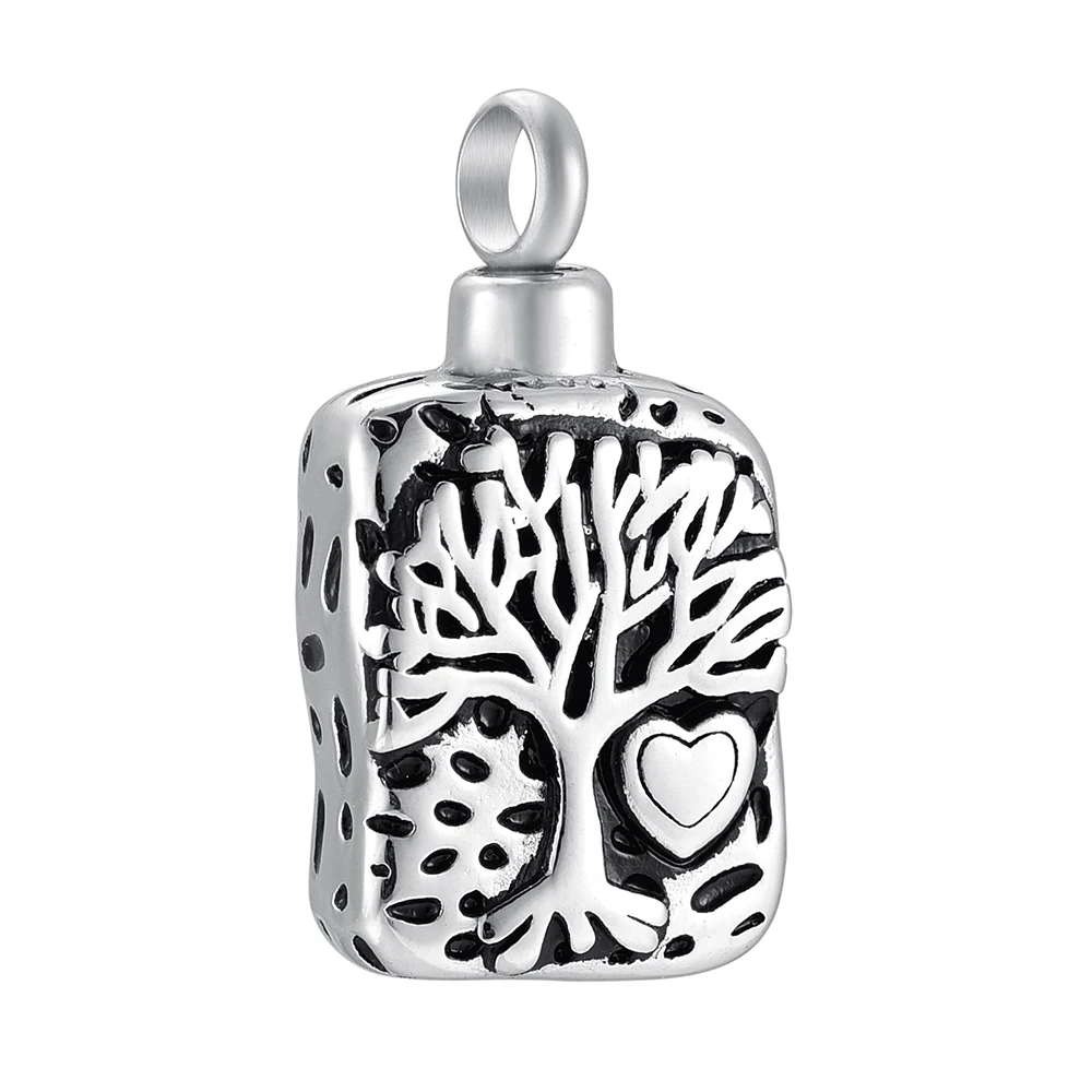 CMJ9910 NEW Arrive Tree Engraved Stainless Steel  Urn Pendant Cremation Urn Necklace Memorial Gift for Family