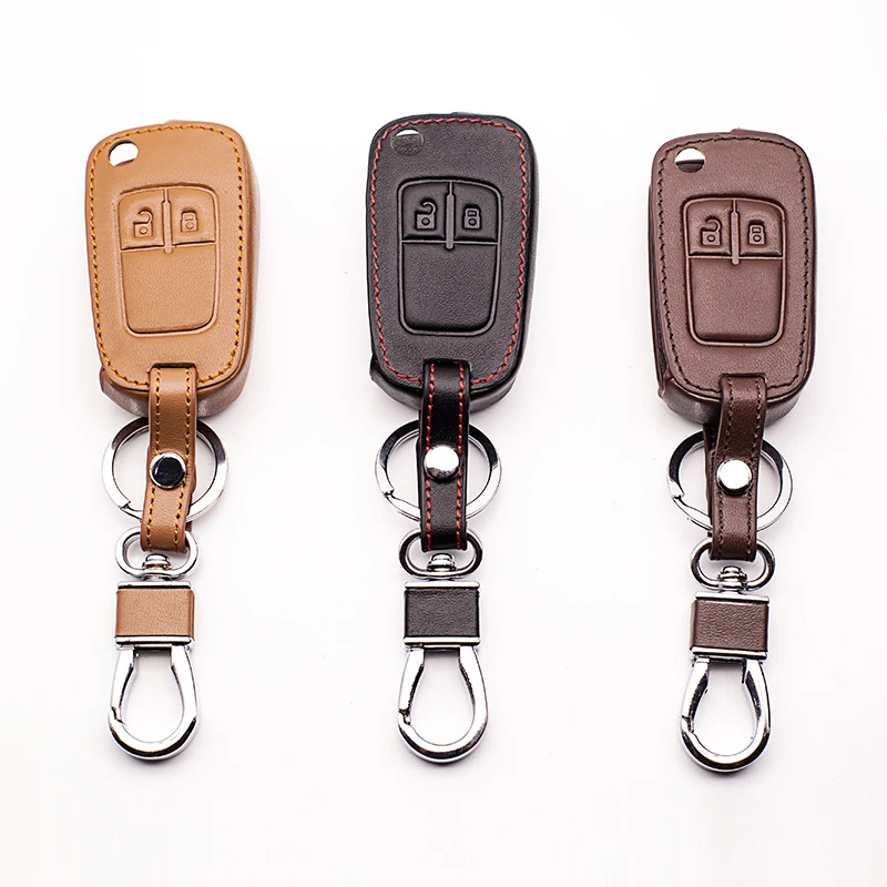 Car-cover Genuine Leather key cases sets key bags for Opel Mokka Astra Corsa Antara Insignia Meriva Zafira,2 Buttons fold key