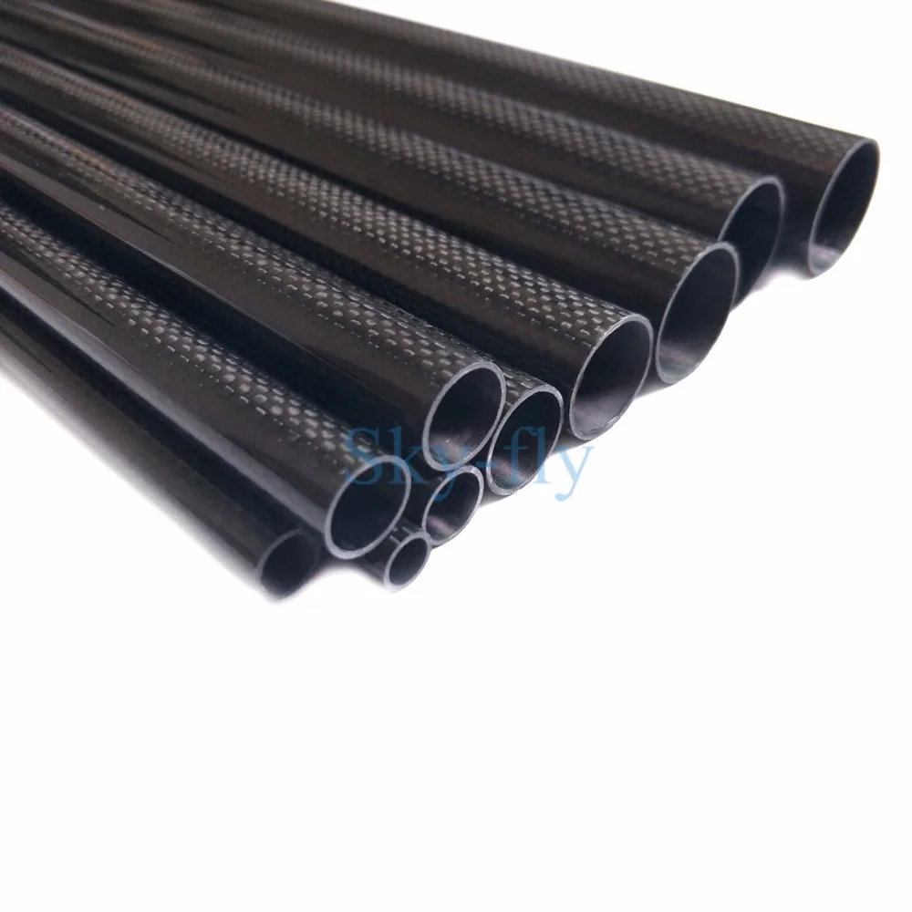 2pcs Roll Wrapped Carbon Fiber Tube 3K Glossy surface Dia 10mm 12mm 14mm 16mm 18mm 22mm 24mm 26mm 28mm 30mm 32mm Length 500mm