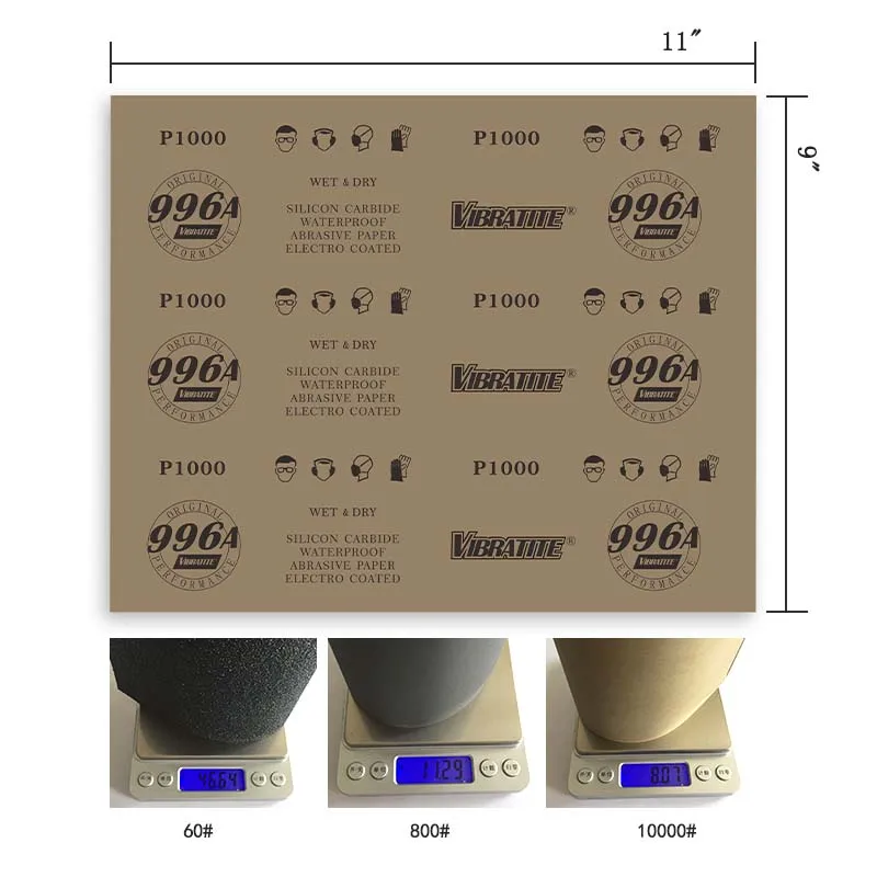 5 Sheet 9"x11" Waterproof Sandpaper Abrasive Paper 600 to 10000 Grits Wet/Dry for Automotive Sanding Wood Furniture Finishing