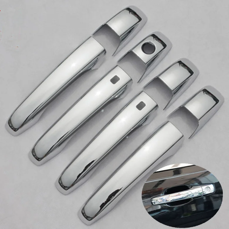 Cubierta de manija de puerta lateral de coche, embellecedor de cromo con orificio para cerradura inteligente para Chrysler Town y Country 2011 2012 2013 2014, envío gratis