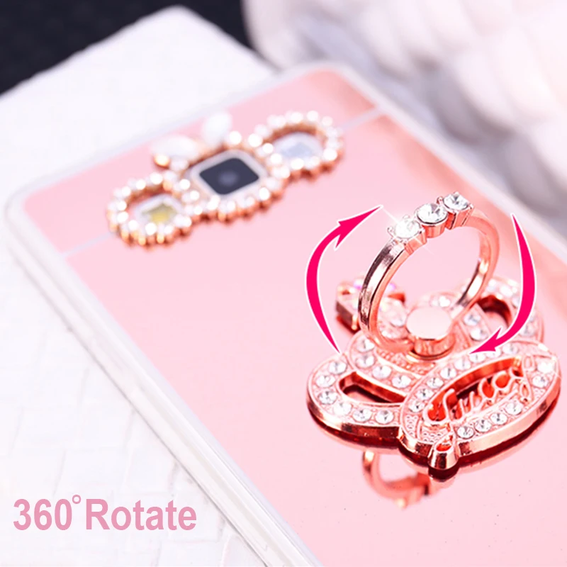Luxury Mirror TPU Slim Case For Samsung Galaxy J2Prime J3 J4 J5 J6 J6+ J7 2016 A5 2017 S8 S9 S10 Plus Ring Holder Stand Cover