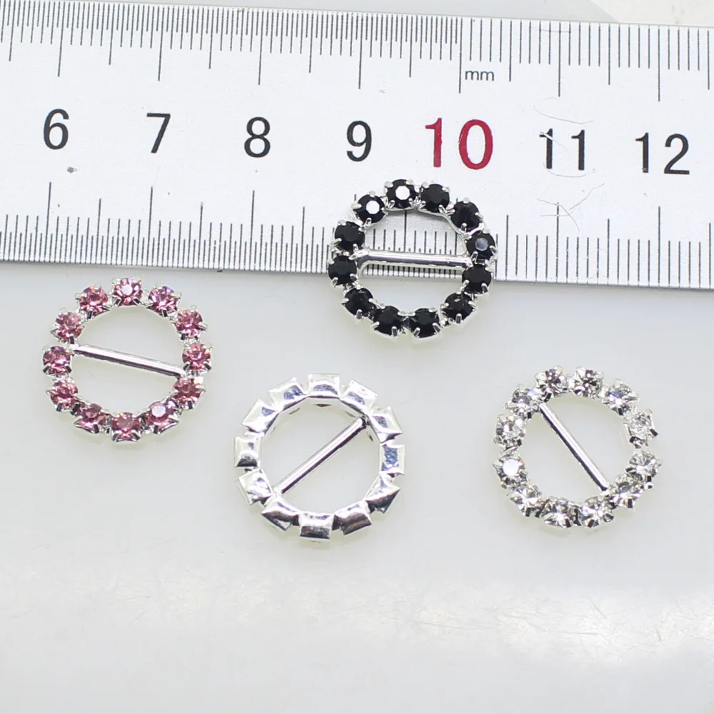 Mix Color Rhinestoens Buckles For Jewelry Accessories Handwork Invitation Decoration 10Pcs Slider Plating Silver