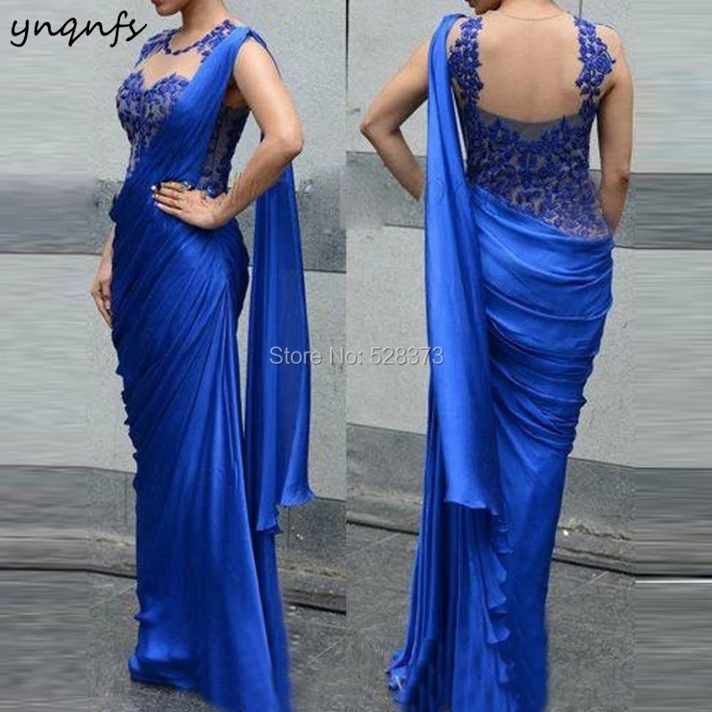 

YNQNFS ED221 Elegant Sexy Mermaid Robe Vestido Blue/Nude Two Tones Party Bridesmaid Dresses 2019