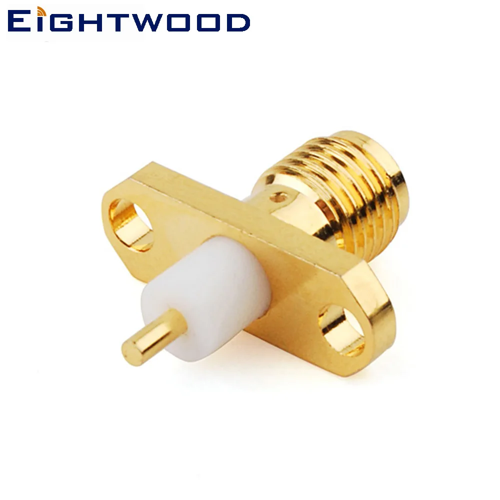 Eightwood 5PCS RP SMA Jack Male RF Coaxial Connector Adapter Panel Mount 2-Hole Extended Dielectric for Antenna Telecom PC/LAN