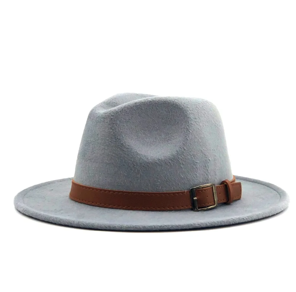 New Wool Fedora Hat Hawkins Felt Cap Wide Brim Ladies Trilby Chapeu Feminino Hat Women Men Jazz Church Godfather Sombrero Caps